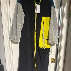 UGG Black and Gray Teddy Jacket with Yellow Accents